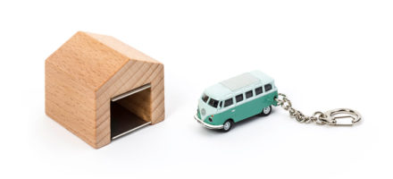 VW Camper Van Key Chain Volkswagen bus key ring with wall mounted garage